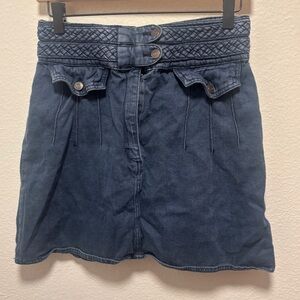 Free People Dark Blue Denim Skirt Braided